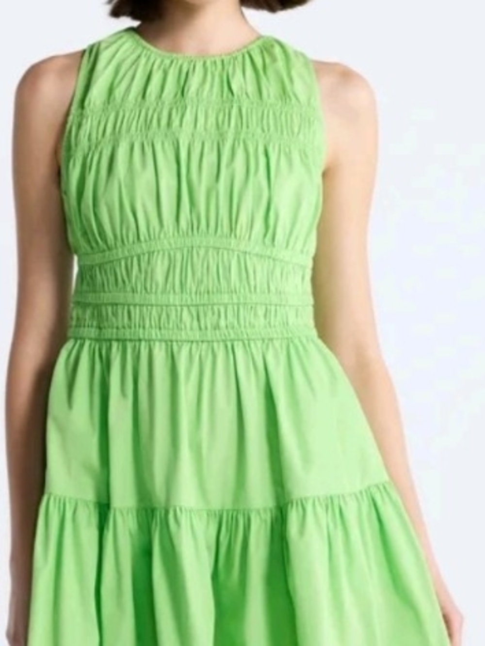 Free Assembly Green Smocked Waist Tiered Sleeveless Dress NWT Large 12-14